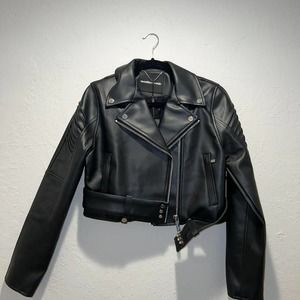 Faux Biker Leather Jacket